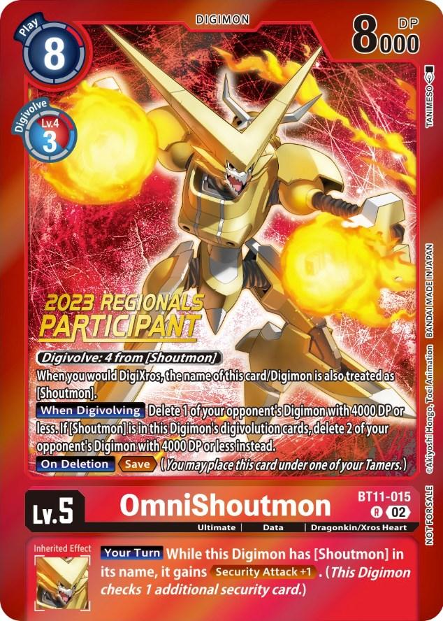 OmniShoutmon [BT11-015] (2023 Regionals Participant) [Dimensional Phase Promos] (ONLINE ORDER ONLY)