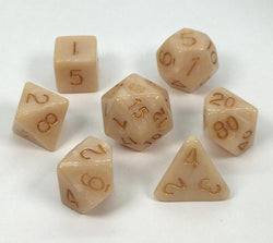 Marble Latte with Metallic Gold Numbers 7-Dice Set RPG DND Dice (Online Only)