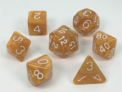 Marble Caramel with White Numbers 7-Dice Set RPG DND Dice (Online Only)