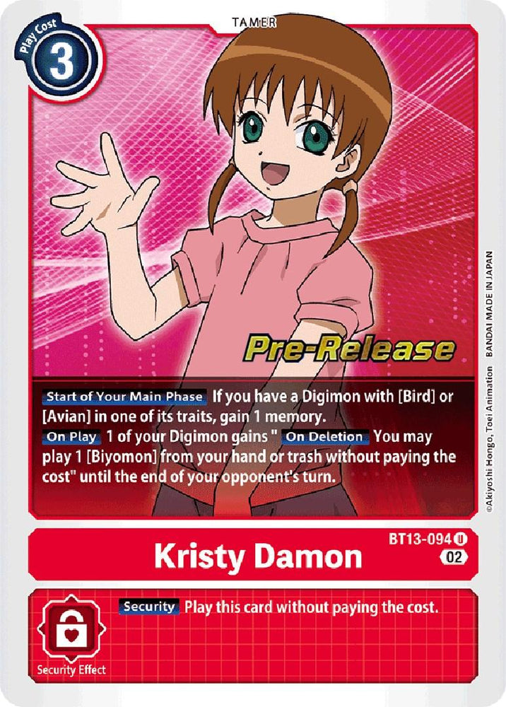 Kristy Damon [BT13-094] [Versus Royal Knights Booster Pre-Release Cards] (ONLINE ORDER ONLY)