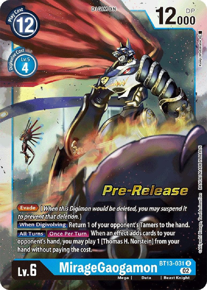 MirageGaogamon [BT13-031] [Versus Royal Knights Booster Pre-Release Cards] (ONLINE ORDER ONLY)