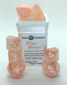 Pixie Wings w/ White Numbers 7-Dice Set RPG DND Dice (Online Only)