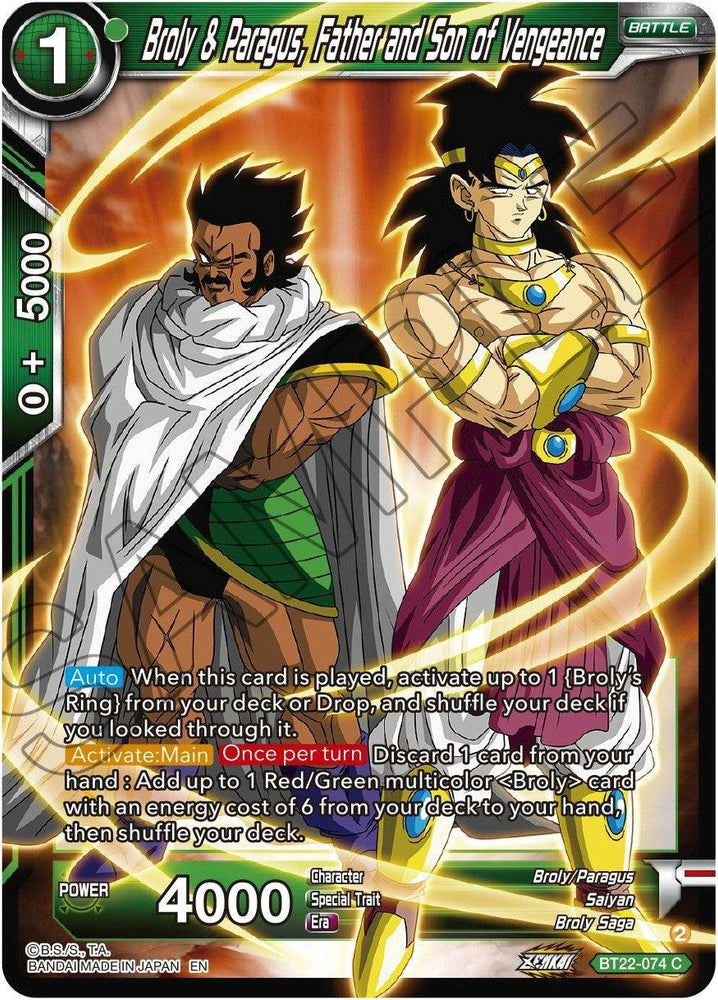Broly & Paragus, Father and Son of Vengeance (BT22-074) [Critical Blow] (ONLINE ORDER ONLY)