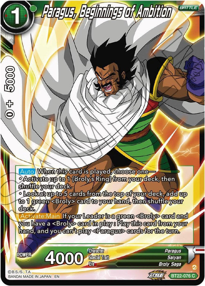 Paragus, Beginnings of Ambition (BT22-076) [Critical Blow] (ONLINE ORDER ONLY)