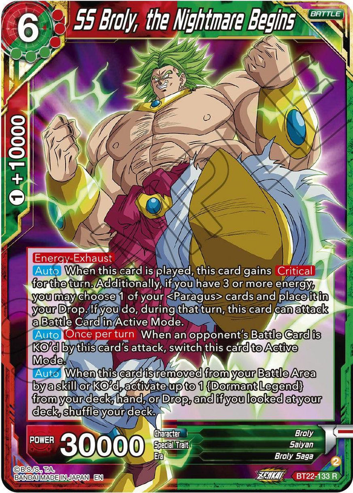 SS Broly, the Nightmare Begins (BT22-133) [Critical Blow] (ONLINE ORDER ONLY)