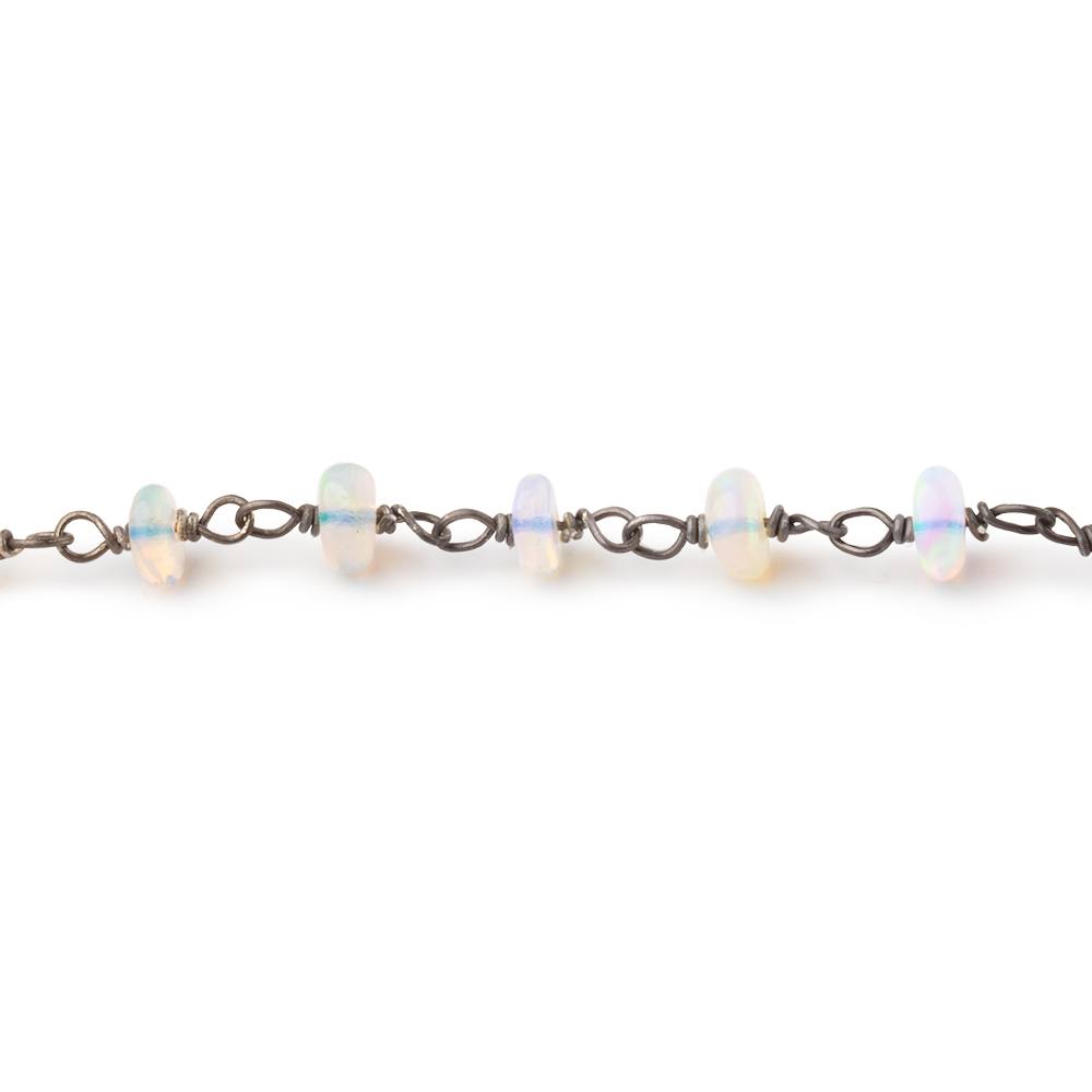 4mm Ethiopian Opal Plain Rondelles on Black Gold over .925 Chain (ONLINE ORDER ONLY)
