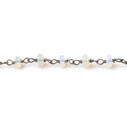 4mm Ethiopian Opal Plain Rondelles on Black Gold over .925 Chain (ONLINE ORDER ONLY)