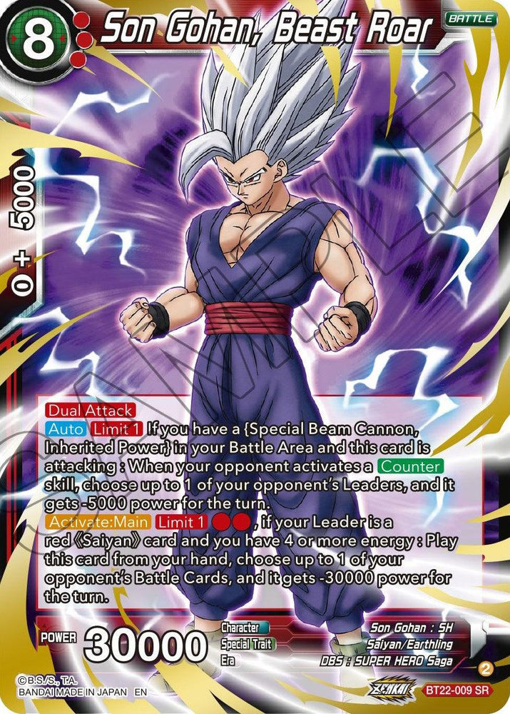 Son Gohan, Beast Roar (BT22-009) [Critical Blow] (ONLINE ORDER ONLY)