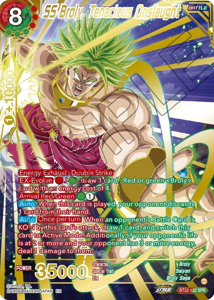 SS Broly, Tenacious Onslaught (SPR) (BT22-132) [Critical Blow] (ONLINE ORDER ONLY)