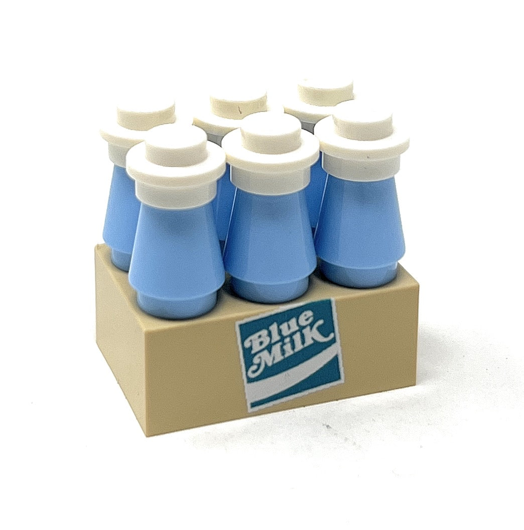 6-Pack of Blue Milk for minifigs, made from LEGO bricks - B3 Customs (Online Order Only)