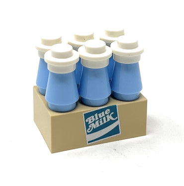 6-Pack of Blue Milk for minifigs, made from LEGO bricks - B3 Customs (Online Order Only)