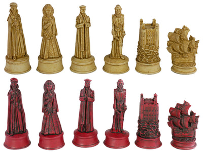 Chess Pieces - Resin - Stained Red & Ivory Elizabethan Chess Pieces - 5" (ONLINE ORDER ONLY)
