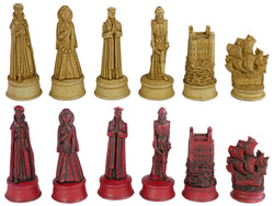 Chess Pieces - Resin - Stained Red & Ivory Elizabethan Chess Pieces - 5" (ONLINE ORDER ONLY)