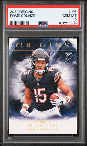 Graded 2024 Panini Origins Rome Odunze #105 Rookie RC Football Card PSA 10 Gem Mint (ONLINE ORDER ONLY)