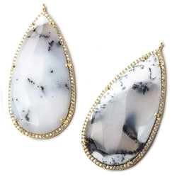 50x25mm Vermeil Bezel CZ and Dendritic Opal Pear Pendant 1 focal bead (ONLINE ORDER ONLY)