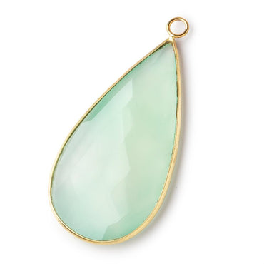 50x26mm Vermeil Bezel Seafoam Chalcedony Faceted Pear Pendant 1 piece (ONLINE ORDER ONLY)