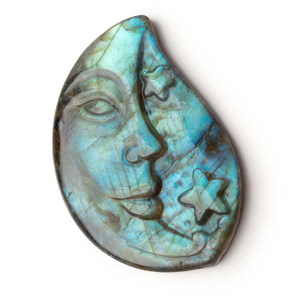 50x34mm Labradorite Crescent Moon and Stars Cabochon 1 Piece (ONLINE ORDER ONLY)