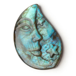 50x34mm Labradorite Crescent Moon and Stars Cabochon 1 Piece (ONLINE ORDER ONLY)