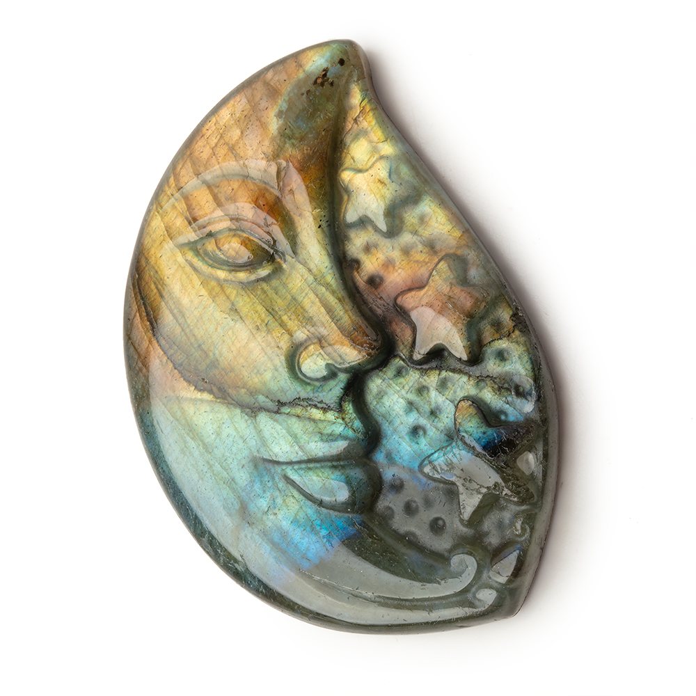 50x34mm Labradorite Crescent Moon and Stars Cabochon 1 Piece (ONLINE ORDER ONLY)