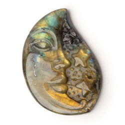 50x34mm Labradorite Crescent Moon and Stars Cabochon 1 Piece (ONLINE ORDER ONLY)