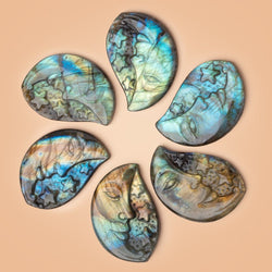 50x34mm Labradorite Crescent Moon and Stars Cabochon 1 Piece (ONLINE ORDER ONLY)