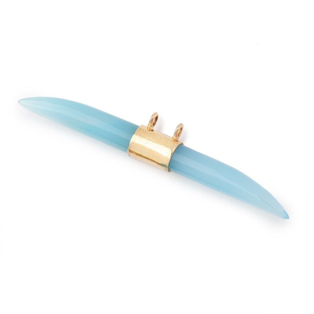 50x5mm Vermeil Bezel Seafoam Chalcedony Horn Connector 1 Focal piece (ONLINE ORDER ONLY)