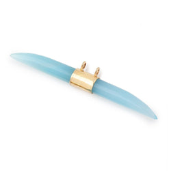 50x5mm Vermeil Bezel Seafoam Chalcedony Horn Connector 1 Focal piece (ONLINE ORDER ONLY)