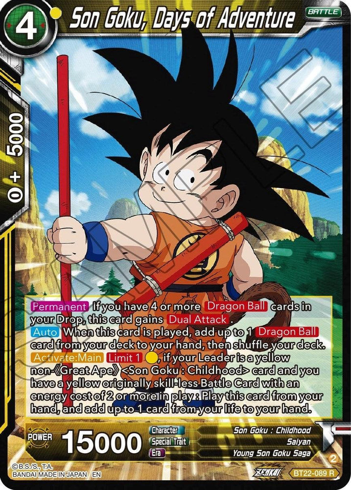 Son Goku, Days of Adventure (BT22-089) [Critical Blow] (ONLINE ORDER ONLY)