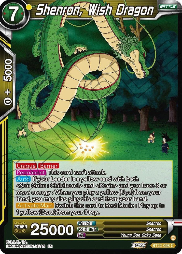 Shenron, Wish Dragon (BT22-098) [Critical Blow] (ONLINE ORDER ONLY)