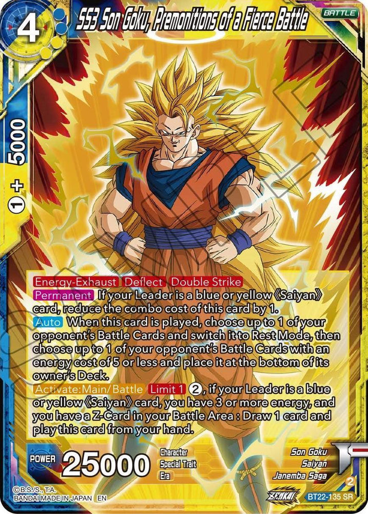 SS3 Son Goku, Premonitions of a Fierce Battle (BT22-135) [Critical Blow] (ONLINE ORDER ONLY)