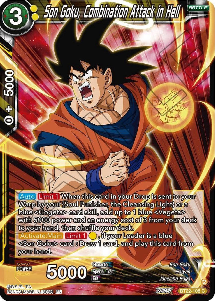 Son Goku, Combination Attack in Hell (BT22-108) [Critical Blow] (ONLINE ORDER ONLY)