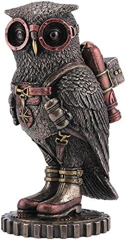 Bronze Steampunk Owl with Goggles and Jetpack Sculpture (ONLINE ORDER ONLY)