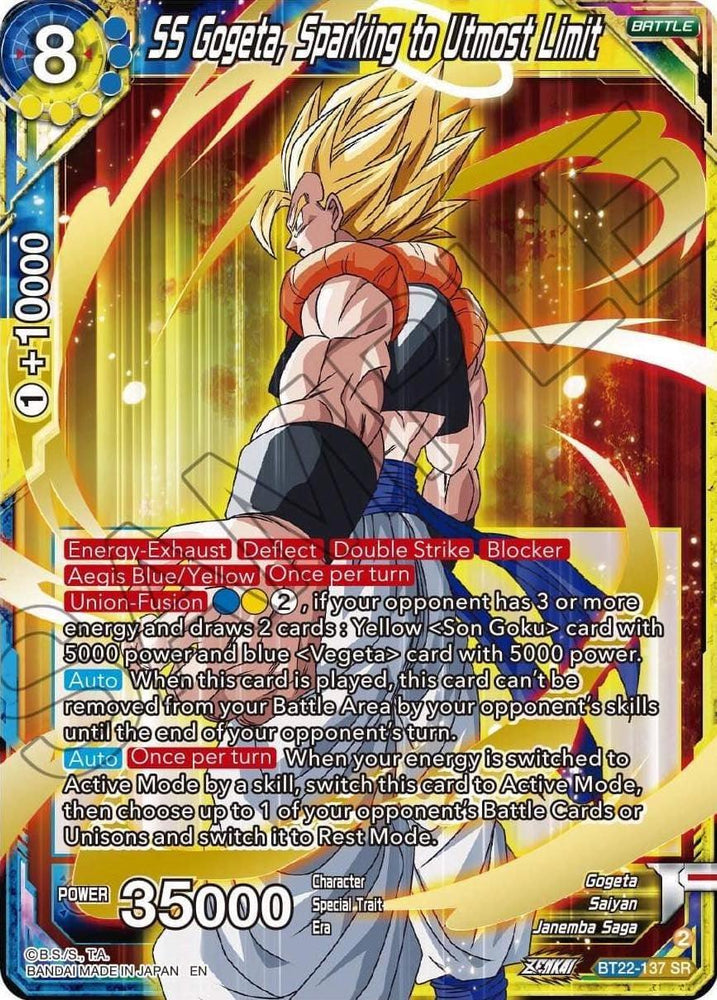 SS Gogeta, Sparking to Utmost Limit (BT22-137) [Critical Blow] (ONLINE ORDER ONLY)