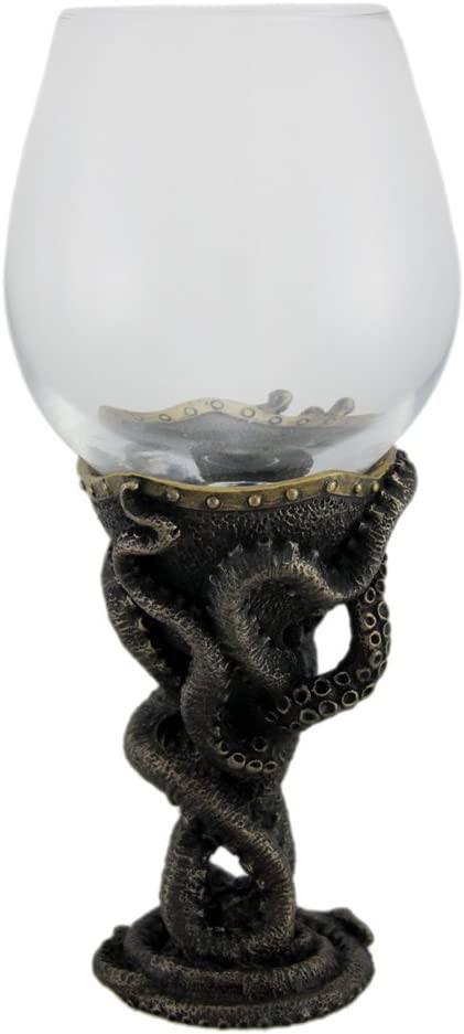 Steampunk Bronze Finish Octopus Tentacle Wine Glass (ONLINE ORDER ONLY)