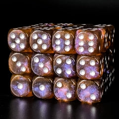 Grey & Orange 16mm Glitter Pipped Dice (Online Only)