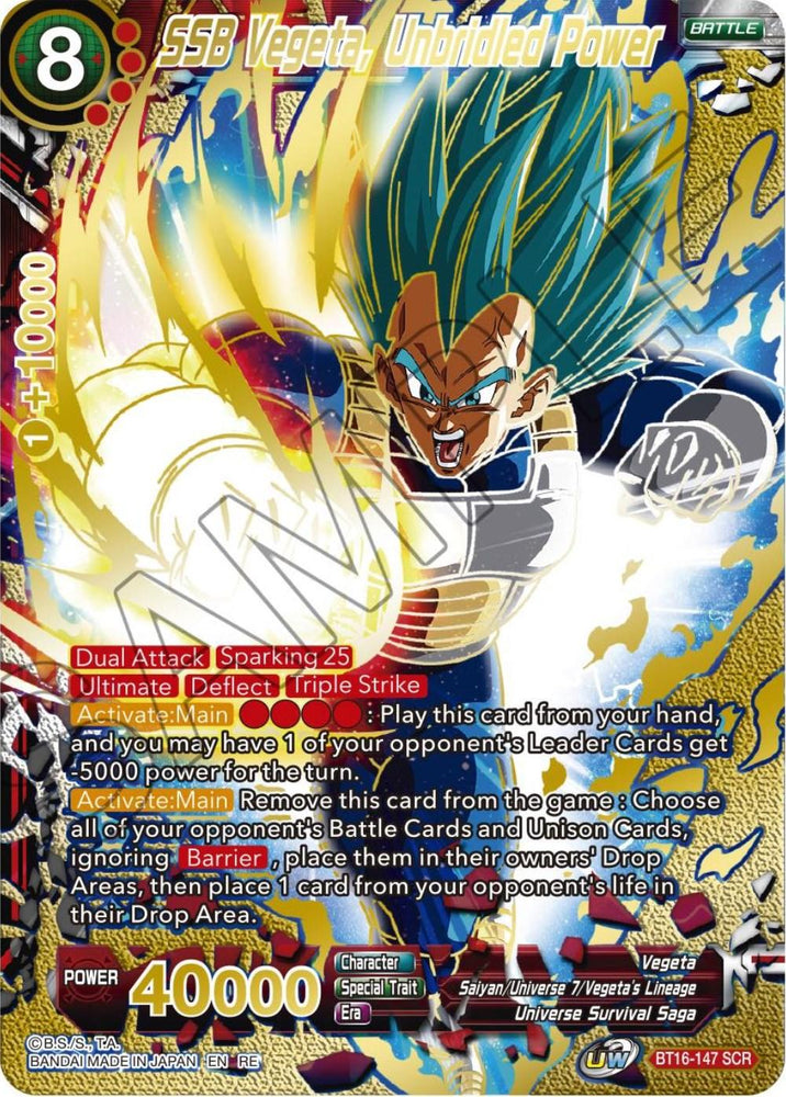 SSB Vegeta, Unbridled Power (Alternate Art) (BT16-147) [Premium Anniversary Box 2023] (ONLINE ORDER ONLY)