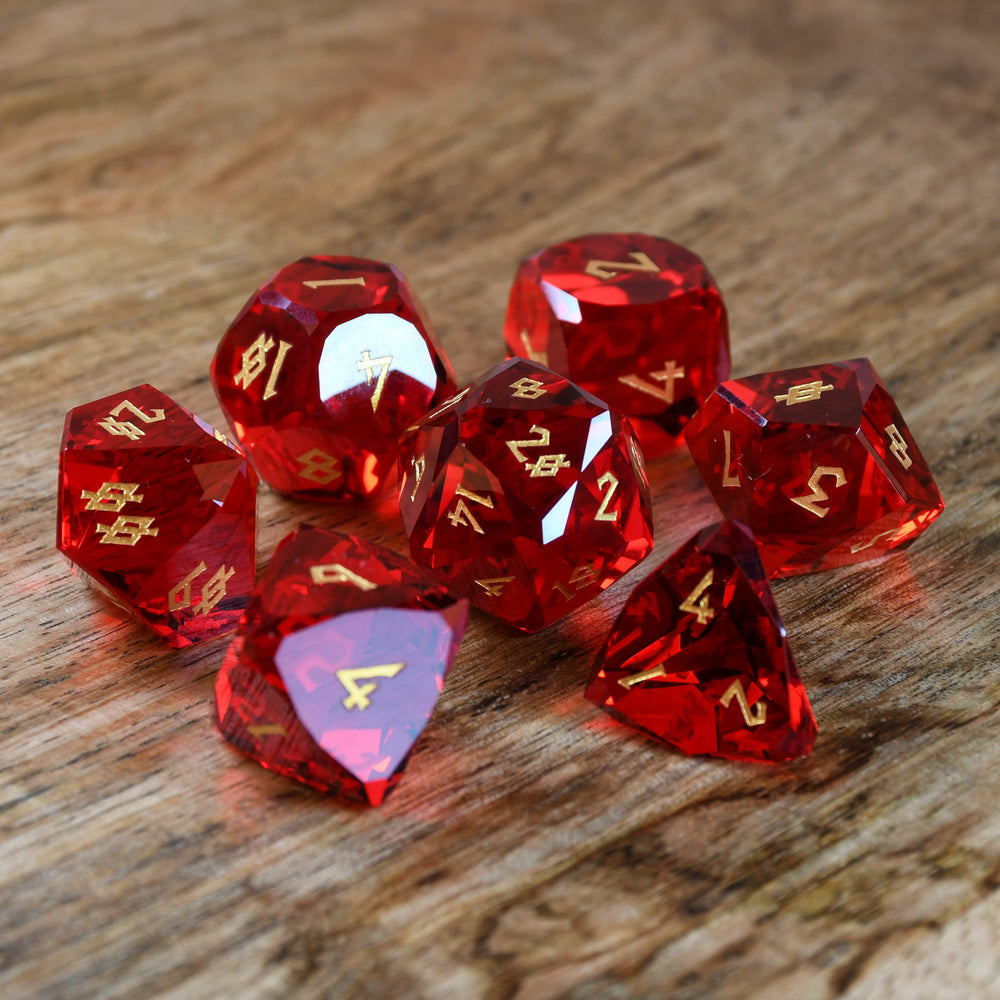 Ruby Multifaceted Glass Dice Set (ONLINE ORDER ONLY)