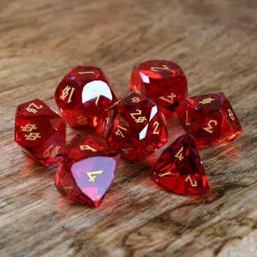 Ruby Multifaceted Glass Dice Set (ONLINE ORDER ONLY)