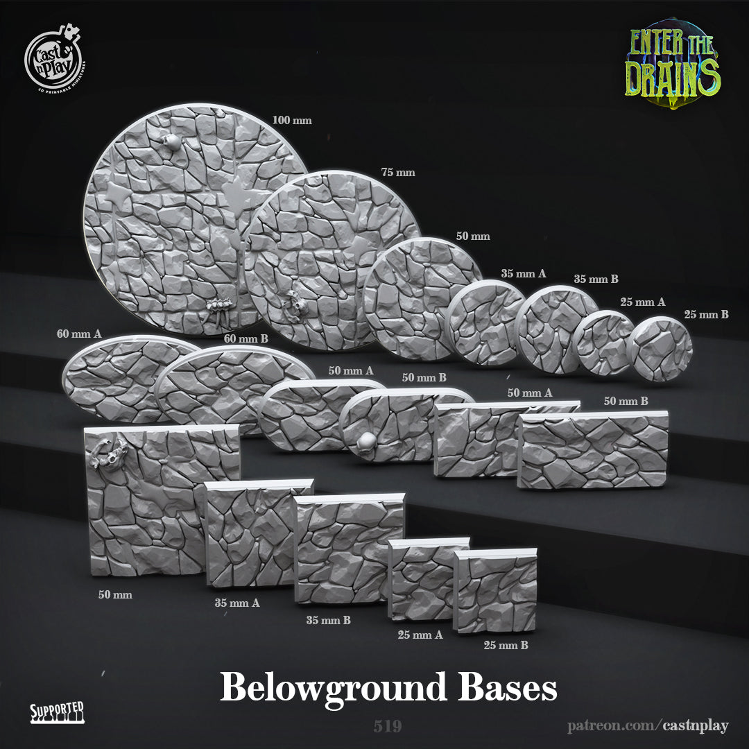 3D Printed Cast n Play Belowground Bases Enter the Drains 28mm 32mm D&D (Online Only)