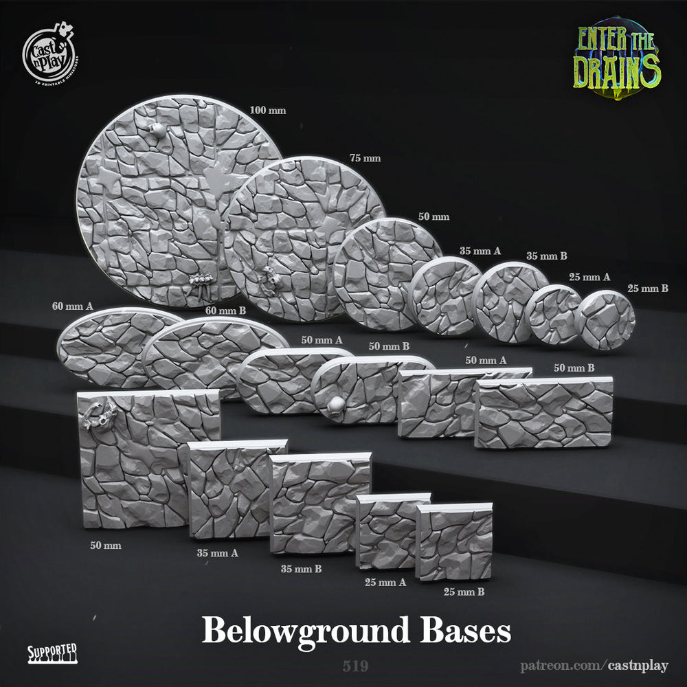 3D Printed Cast n Play Belowground Bases Enter the Drains 28mm 32mm D&D (Online Only)