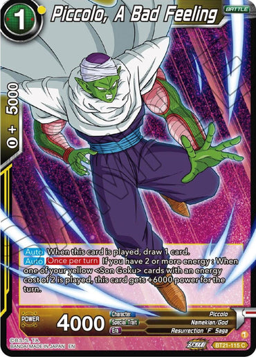 Piccolo, A Bad Feeling (BT21-115) [Wild Resurgence] (ONLINE ORDER ONLY)
