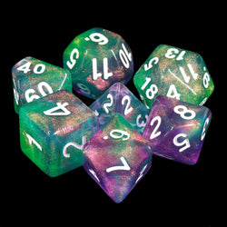 Potions Portion Green/Purple Glitter 7-Dice Set by HendgaDice (Online Only)