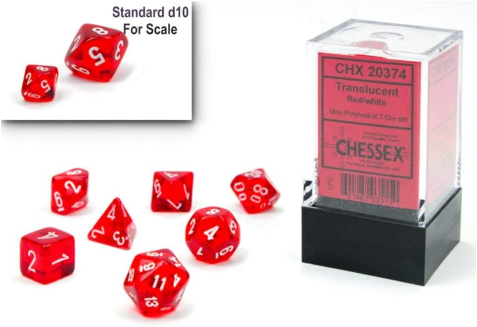 Chessex: Polyhedral Translucent Dice sets - 10mm (Online Order Only)