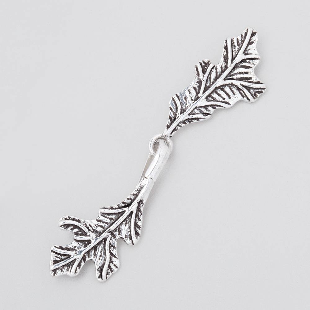 51x11mm Antiqued Sterling Silver Hook & Eye Clasp Oak Leaves 1 piece (ONLINE ORDER ONLY)