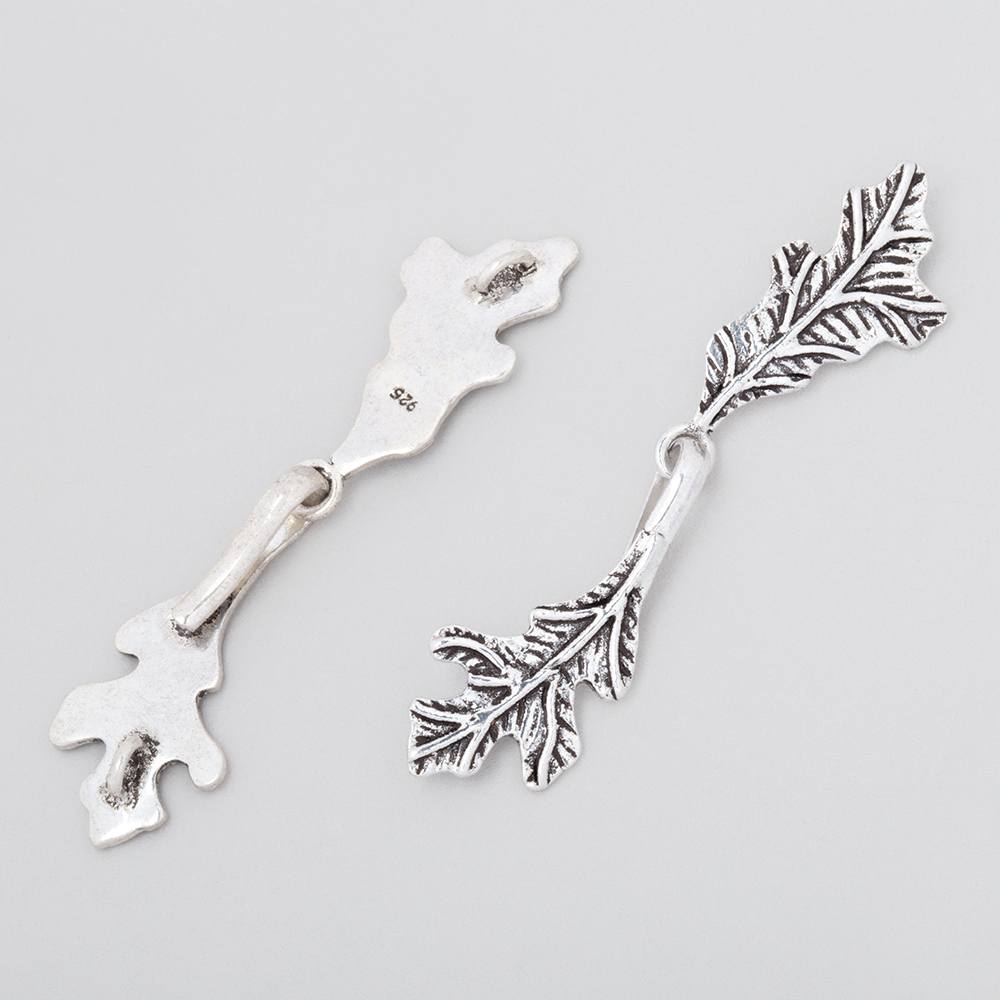51x11mm Antiqued Sterling Silver Hook & Eye Clasp Oak Leaves 1 piece (ONLINE ORDER ONLY)