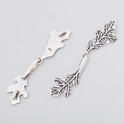 51x11mm Antiqued Sterling Silver Hook & Eye Clasp Oak Leaves 1 piece (ONLINE ORDER ONLY)