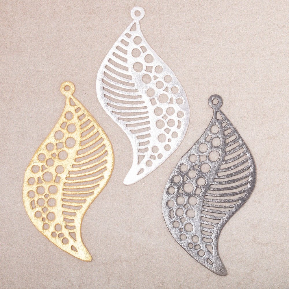 51x30mm Brushed Filigree Leaf Charm Set of 2 pieces (ONLINE ORDER ONLY)