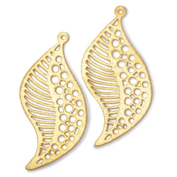 51x30mm Brushed Filigree Leaf Charm Set of 2 pieces (ONLINE ORDER ONLY)