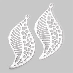 51x30mm Brushed Filigree Leaf Charm Set of 2 pieces (ONLINE ORDER ONLY)
