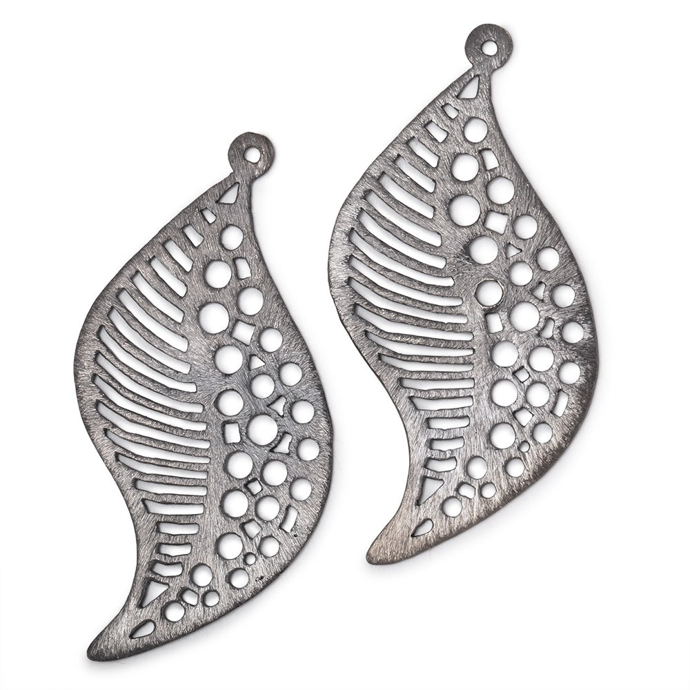 51x30mm Brushed Filigree Leaf Charm Set of 2 pieces (ONLINE ORDER ONLY)